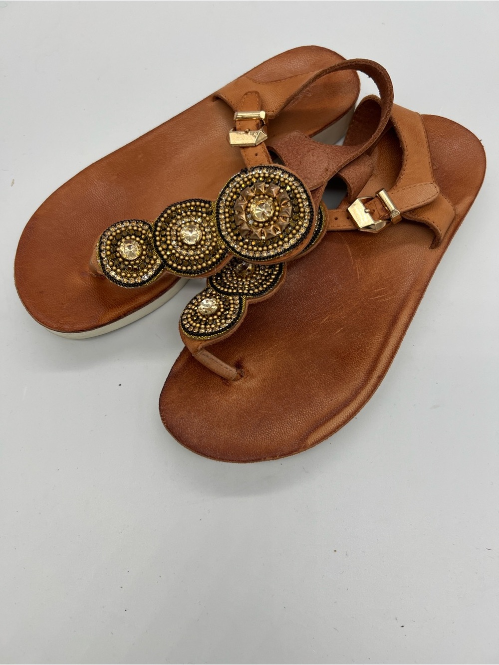 Antelope leather Brown T-Strap Sandal - Women - Picture 2 of 5